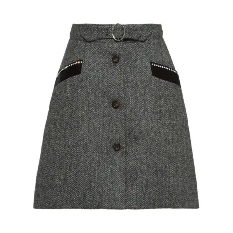 Miu Miu Miu Miu Gray Wool Midi Skirt 0089 Size 42" / US 20 - 6 Thumbnail