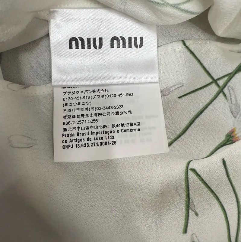 Miu Miu Miu Miu White Cotton Floral Shirt 0089 Size XS / US 0-2 / IT 36-38 - 4 Thumbnail