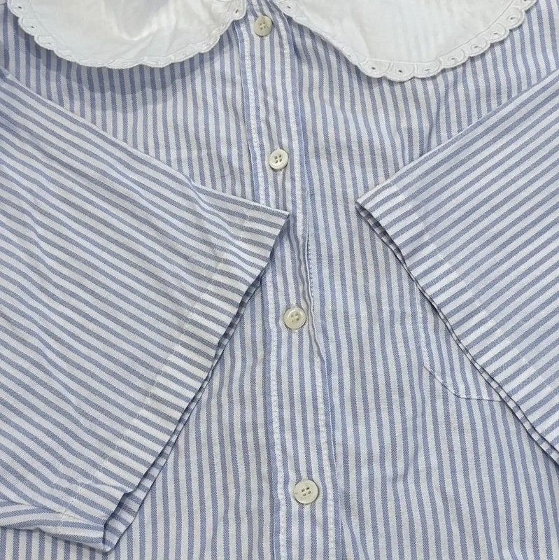 Miu Miu Miu Miu Blue Striped Cropped Women's Shirt 0089 Size M / US 6-8 / IT 42-44 - 6 Thumbnail