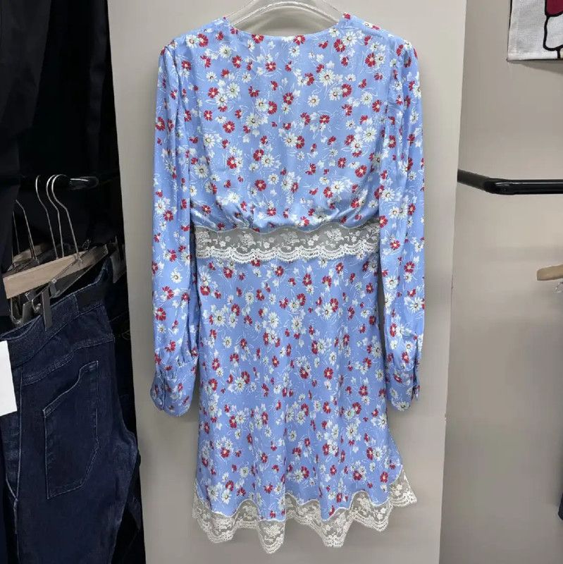 Miu Miu Miu Miu Floral Print Blue Dress for Women 0089 Size L / US 10 / IT 46 - 2 Thumbnail