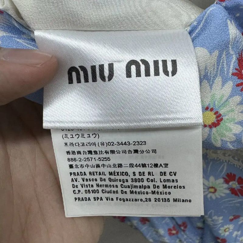 Miu Miu Miu Miu Floral Print Blue Dress for Women 0089 Size L / US 10 / IT 46 - 4 Thumbnail