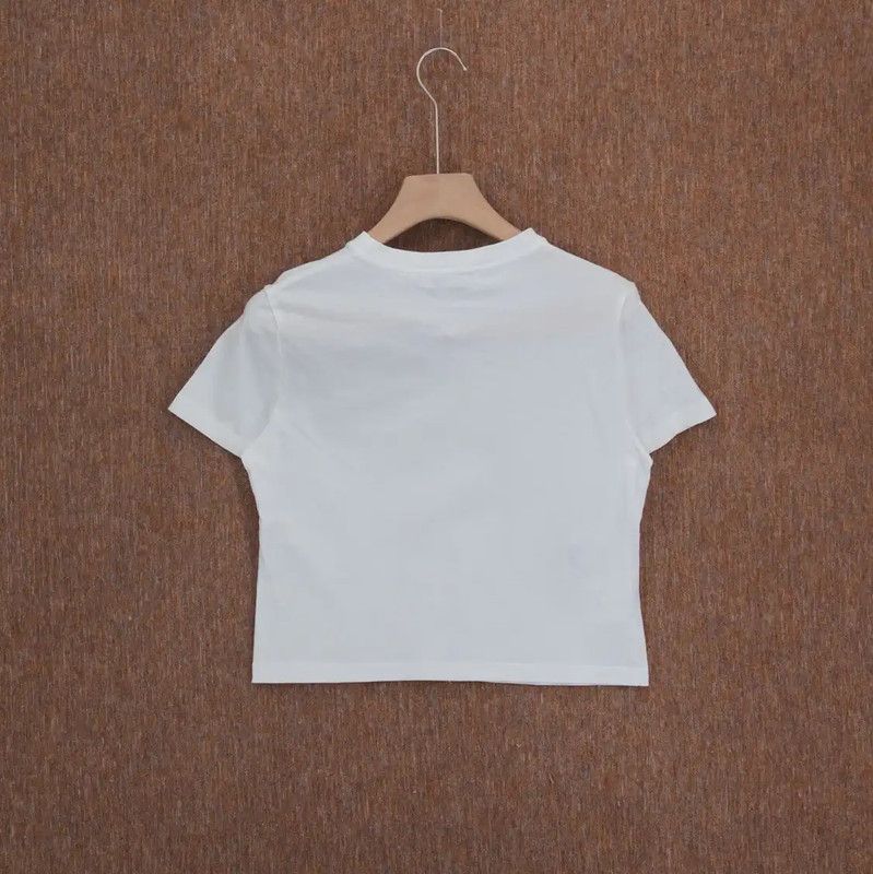 Miu Miu Miu Miu White Embroidered Logo Crop T-Shirt 0089 Size M / US 6-8 / IT 42-44 - 2 Thumbnail