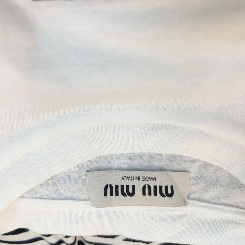 Miu Miu Miu Miu Women's White Cotton T-Shirt 0089 Size M / US 6-8 / IT 42-44 - 6 Thumbnail
