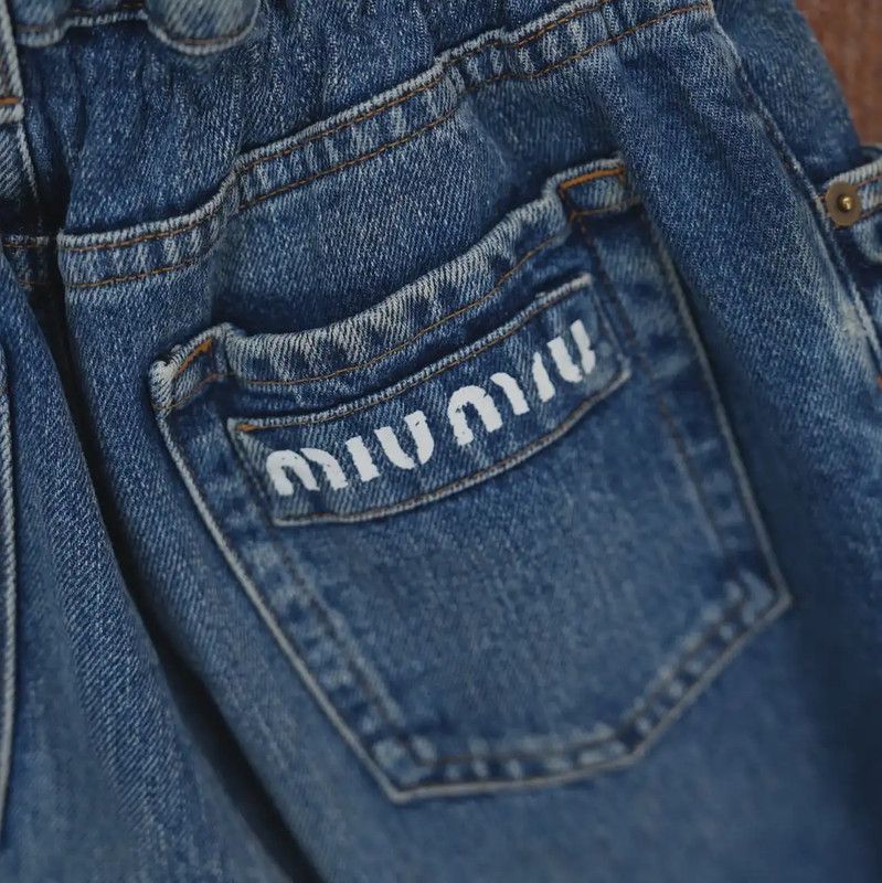 Miu Miu Miu Miu Blue Denim Logo Jeans for Women 0089 Size 23" - 4 Thumbnail