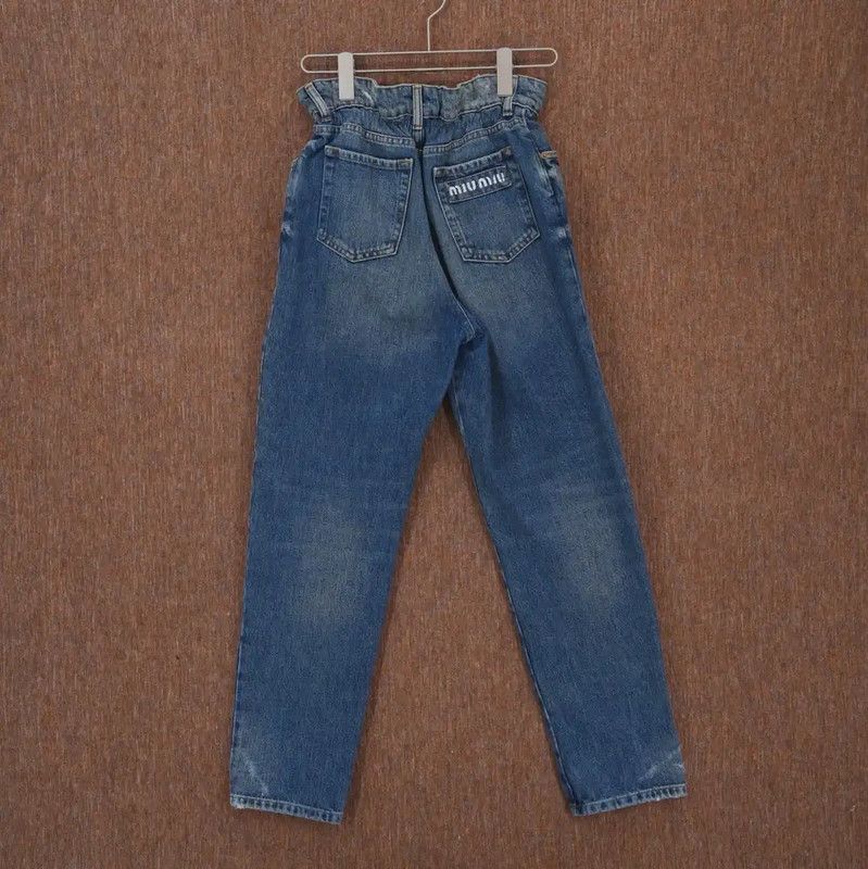 Miu Miu Miu Miu Blue Denim Logo Jeans for Women 0089 Size 23" - 2 Thumbnail
