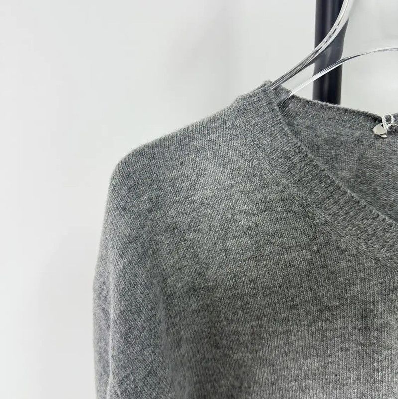 Miu Miu Miu Miu Gray Wool Cropped Sweater 0089 Size L / US 10 / IT 46 - 3 Thumbnail