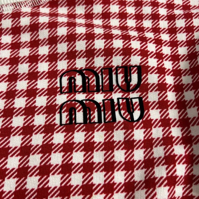 Miu Miu Miu Miu Red Checkered Cotton Sweatshirt 0089 Size S / US 4 / IT 40 - 4 Thumbnail