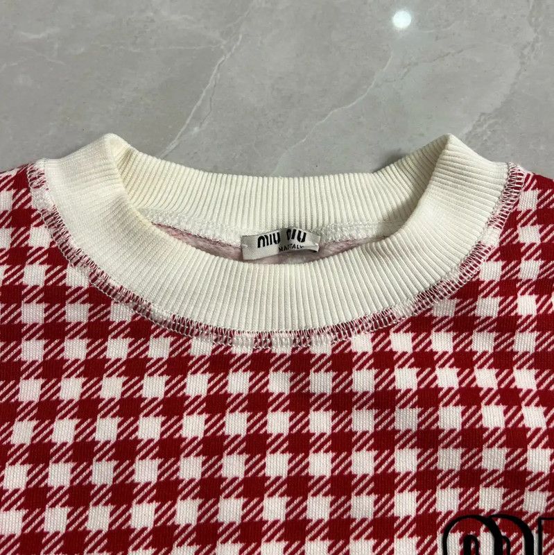 Miu Miu Miu Miu Red Checkered Cotton Sweatshirt 0089 Size S / US 4 / IT 40 - 5 Thumbnail