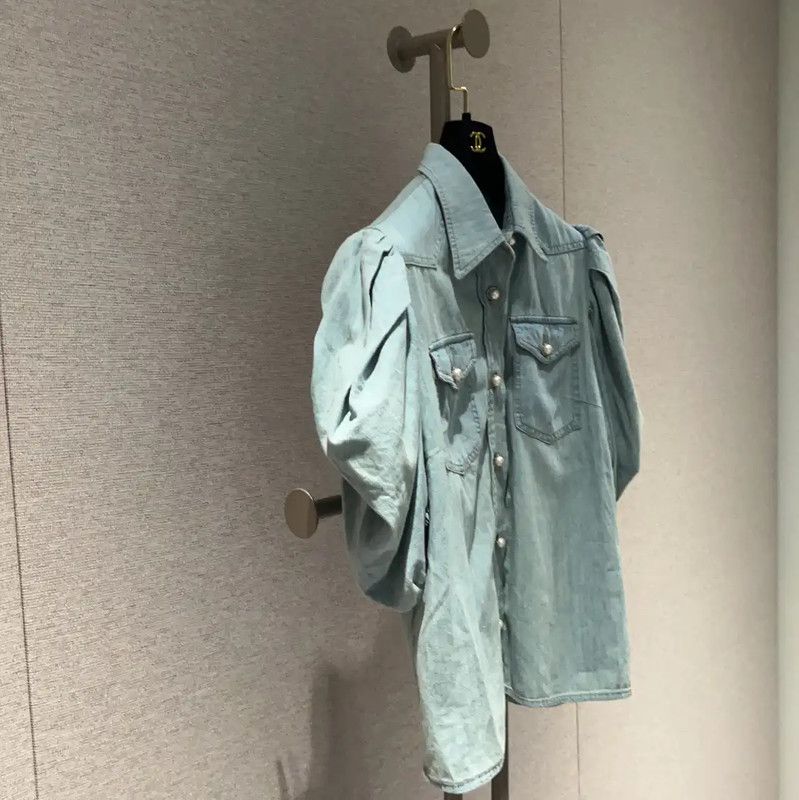 Miu Miu Miu Miu Summer Blue Cotton Blend Short Sleeve Shirt 0089 Size S / US 4 / IT 40 - 3 Thumbnail