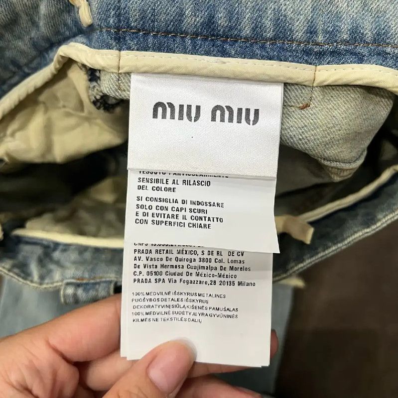 Miu Miu Miu Miu Blue Cotton Denim Pants for Women 0089 Size 23" - 4 Thumbnail