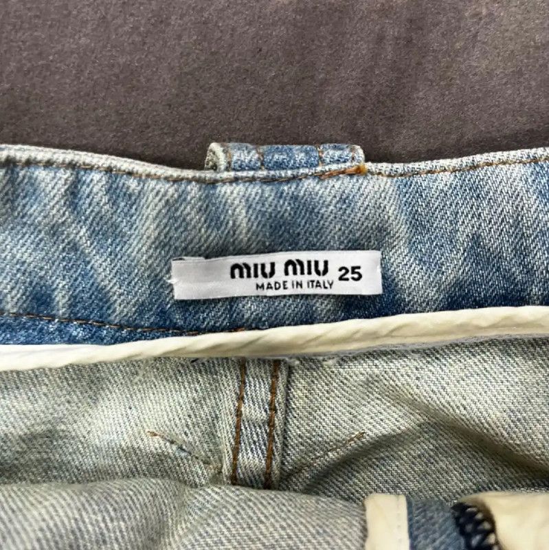 Miu Miu Miu Miu Blue Cotton Denim Pants for Women 0089 Size 23" - 3 Thumbnail