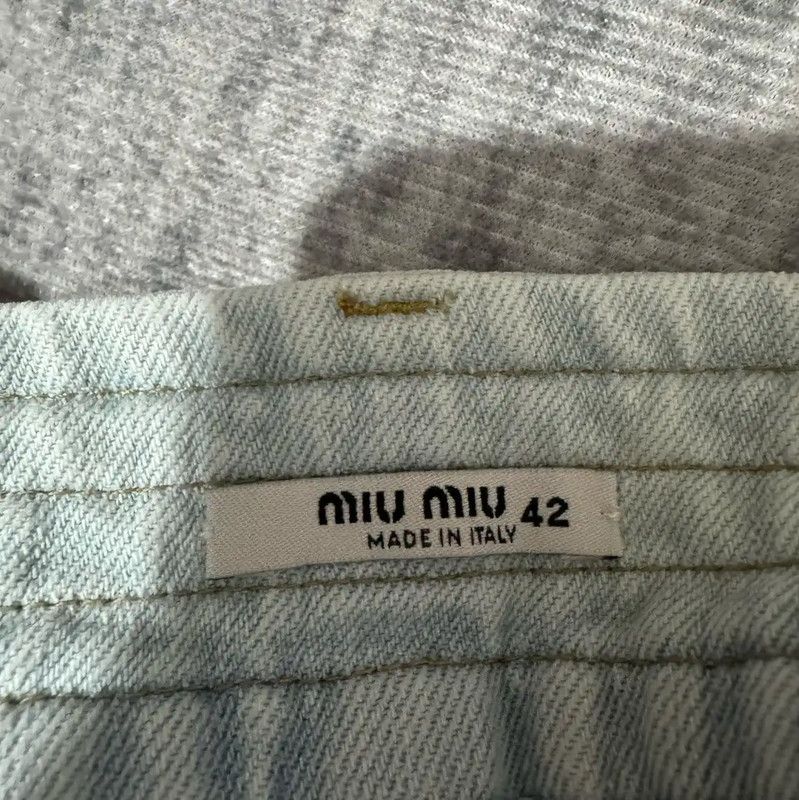 Miu Miu Miu Miu Light Blue Cotton Midi Skirt 0089 Size 23" - 3 Thumbnail