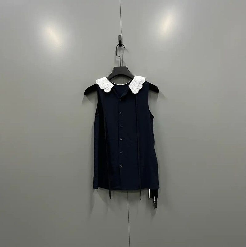 Miu Miu Miu Miu Navy Cotton Summer Tank Top 0089 Size ONE SIZE - 2 Thumbnail