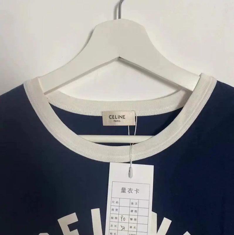 Celine Celine 16 Short Sleeve Blue Cotton T-Shirt 0089 Size S / US 4 / IT 40 - 2 Thumbnail