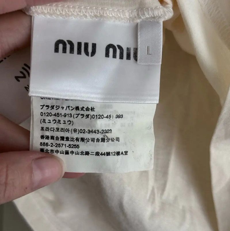 Miu Miu Miu Miu White Women's T-Shirt Size L 0089 Size L / US 10 / IT 46 - 5 Thumbnail