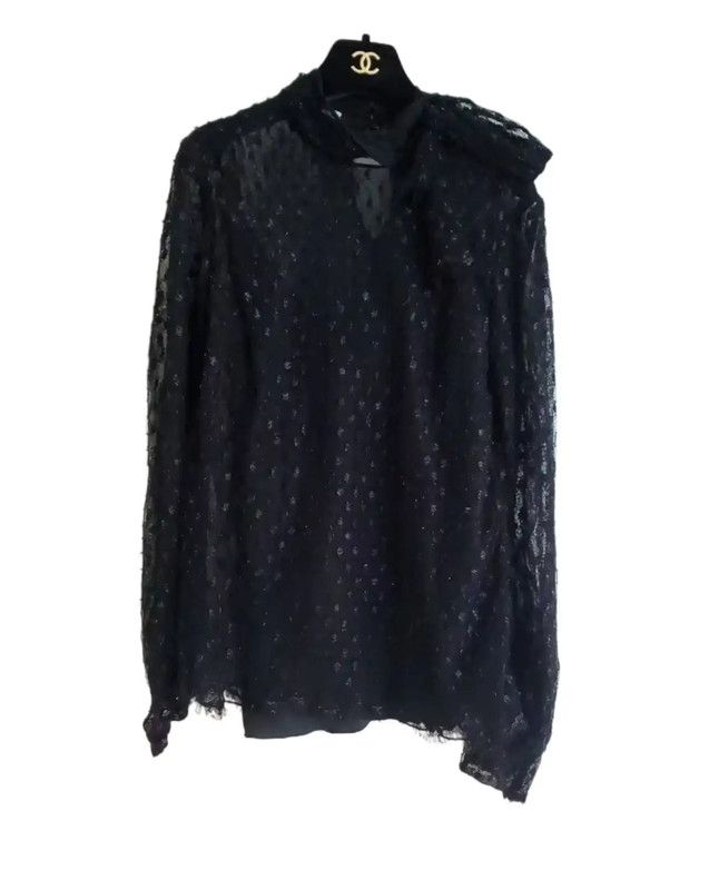 Miu Miu Miu Miu Black Dotted Long Sleeve Shirt 0089 Size M / US 6-8 / IT 42-44 - 2 Thumbnail