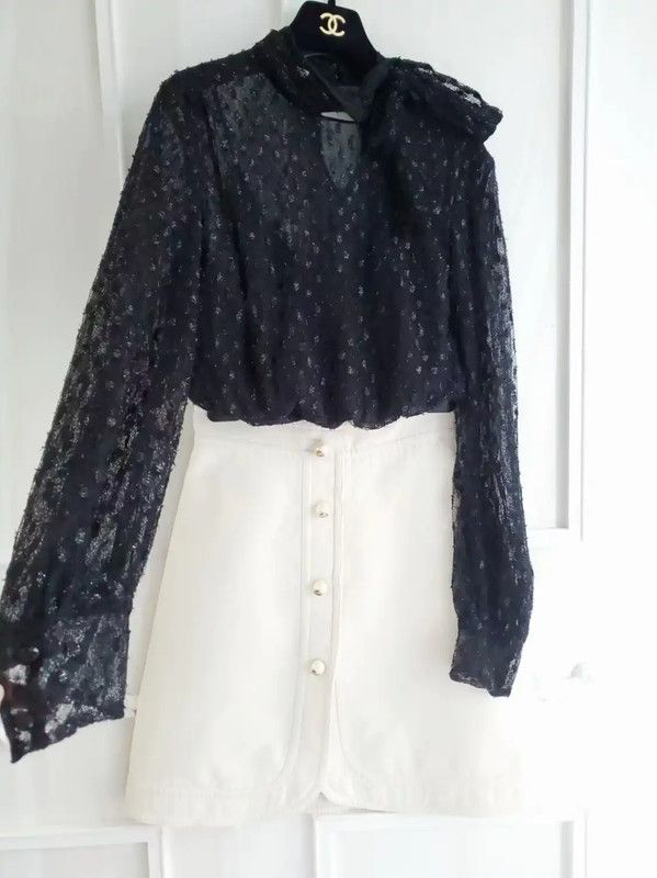 Miu Miu Miu Miu Black Dotted Long Sleeve Shirt 0089 Size M / US 6-8 / IT 42-44 - 3 Thumbnail