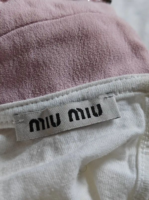 Miu Miu Miu Miu White Cotton Short Sleeve T-shirt 0089 Size M / US 6-8 / IT 42-44 - 3 Thumbnail