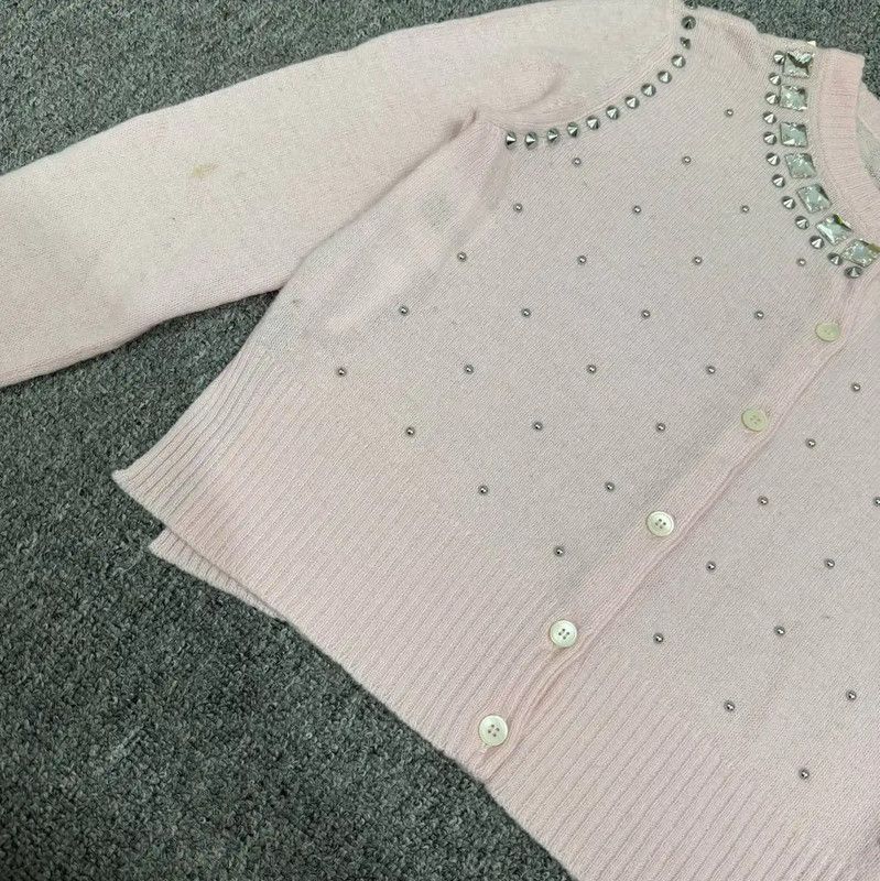 Miu Miu Miu Miu Pink Knit Cardigan with Embellishments 0089 Size S / US 4 / IT 40 - 3 Thumbnail