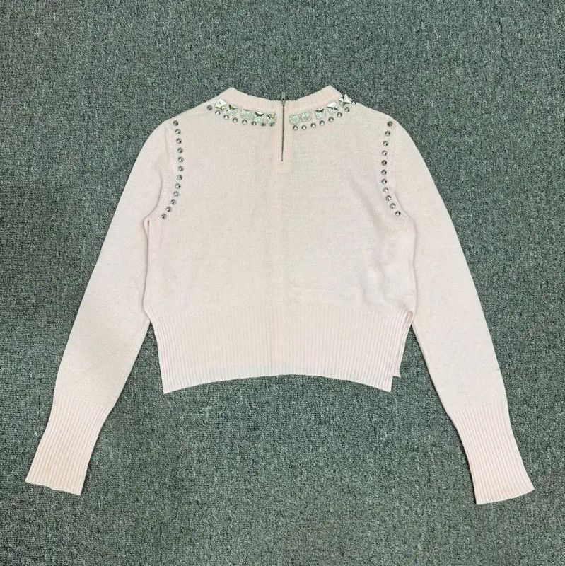 Miu Miu Miu Miu Pink Knit Cardigan with Embellishments 0089 Size S / US 4 / IT 40 - 2 Thumbnail
