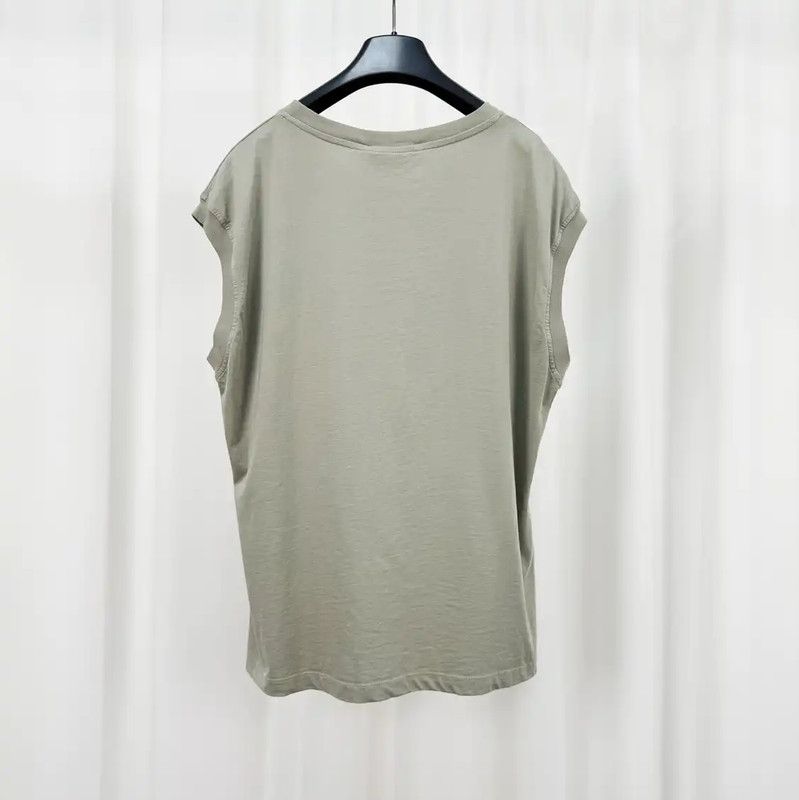 Miu Miu Miu Miu Gray Cotton Embroidered Logo Sleeveless Top 0089 Size L / US 10 / IT 46 - 2 Thumbnail