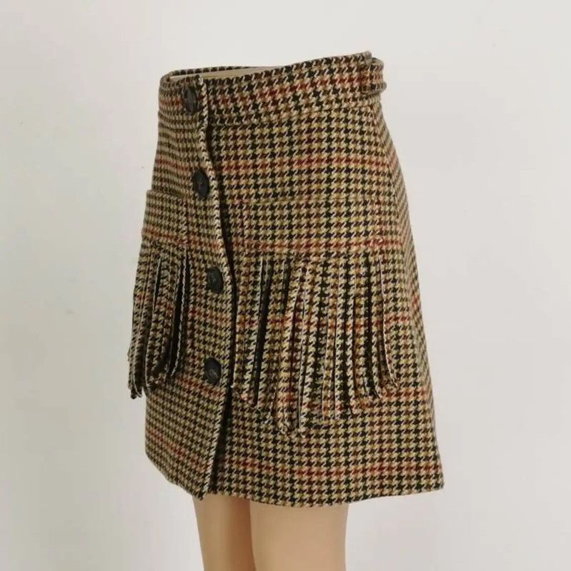 Miu Miu Miu Miu Women's Color-Block Wool Embroidered Skirt 0089 Size 23" - 2 Thumbnail