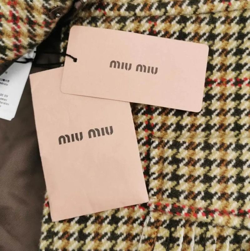 Miu Miu Miu Miu Women's Color-Block Wool Embroidered Skirt 0089 Size 23" - 4 Thumbnail