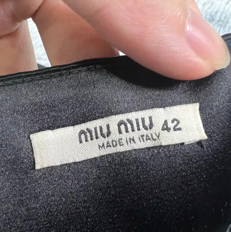 Miu Miu Miu Miu Black Cotton Skirt with Rhinestones 0089 Size 23" - 3 Thumbnail