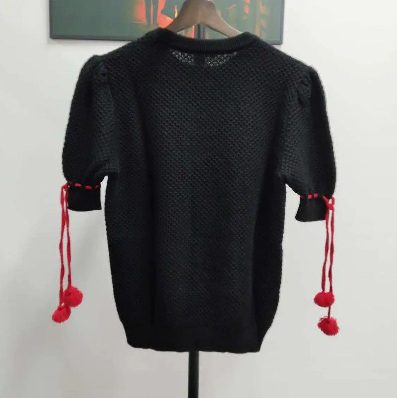 Miu Miu Miu Miu Summer Black Cotton Short Sleeve T-Shirt 0089 Size L / US 10 / IT 46 - 2 Thumbnail