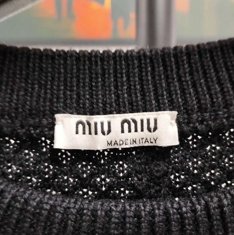 Miu Miu Miu Miu Summer Black Cotton Short Sleeve T-Shirt 0089 Size L / US 10 / IT 46 - 3 Thumbnail
