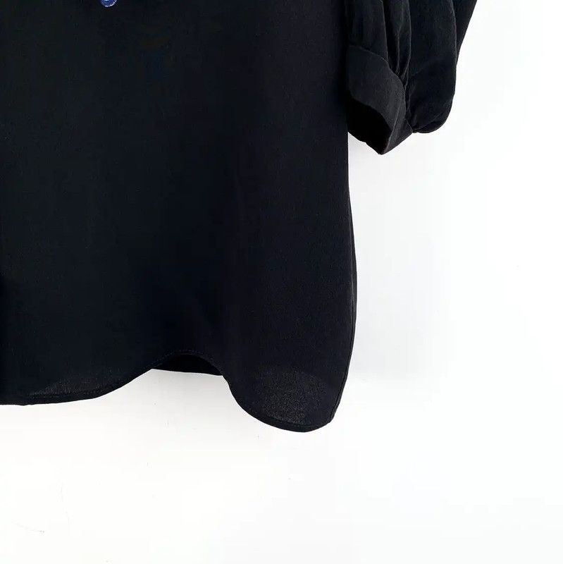 Miu Miu Miu Miu Black Women's Shirt with Embroidered Collar 0089 Size ONE SIZE - 4 Thumbnail