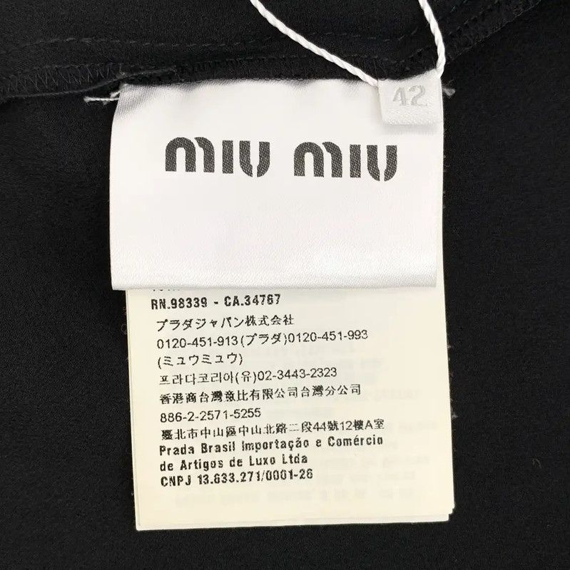 Miu Miu Miu Miu Black Women's Shirt with Embroidered Collar 0089 Size ONE SIZE - 6 Thumbnail