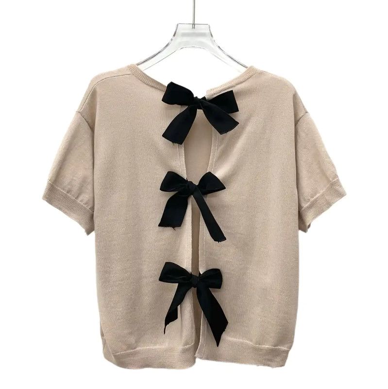Miu Miu Miu Miu Beige Wool Women's T-Shirt 0089 Size M / US 6-8 / IT 42-44 - 2 Thumbnail