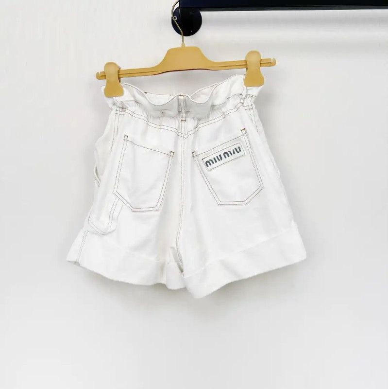 Miu Miu Miu Miu White Cotton Women's Shorts 0089 Size 23" - 2 Thumbnail