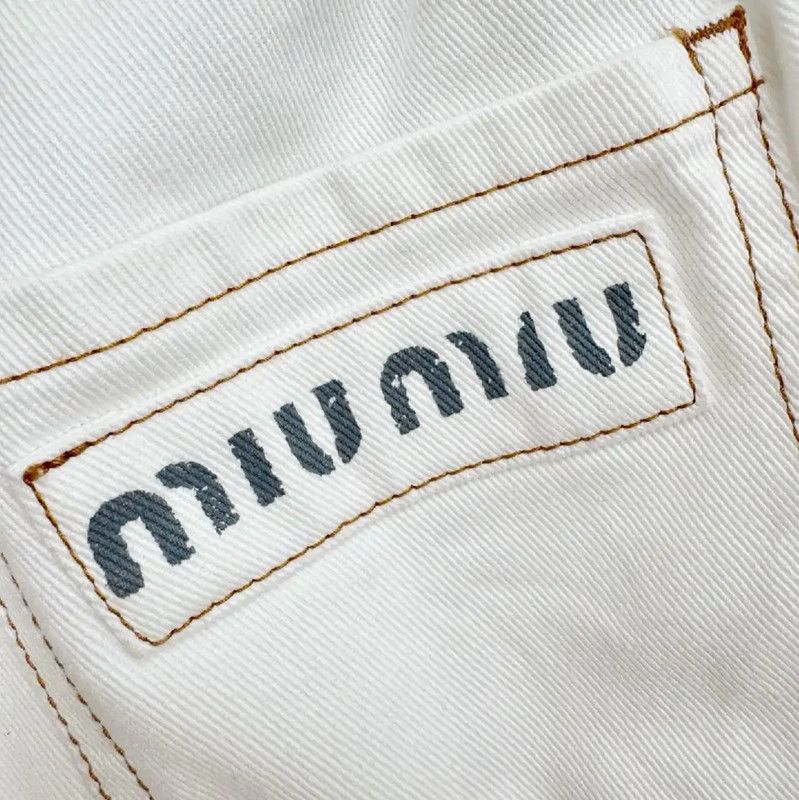 Miu Miu Miu Miu White Cotton Women's Shorts 0089 Size 23" - 5 Thumbnail