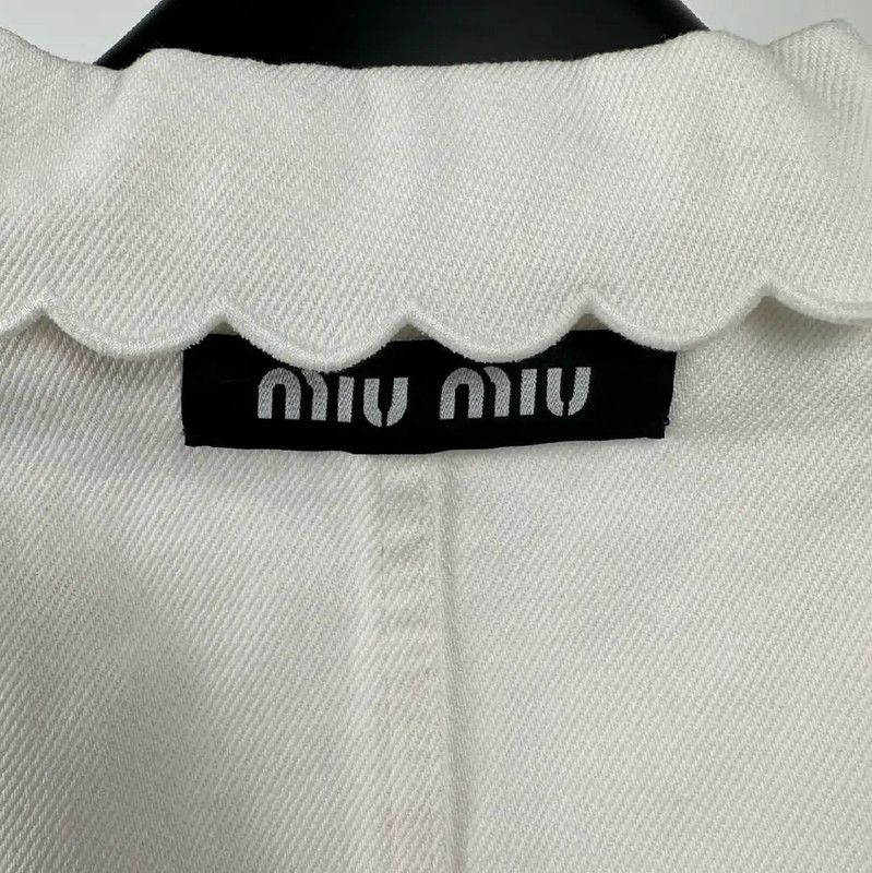 Miu Miu Miu Miu White Cotton Jacket for Women 0089 Size M / US 6-8 / IT 42-44 - 3 Thumbnail