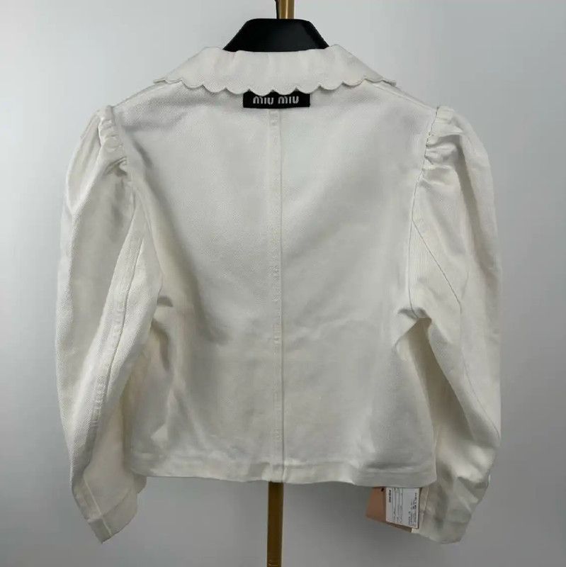 Miu Miu Miu Miu White Cotton Jacket for Women 0089 Size M / US 6-8 / IT 42-44 - 2 Thumbnail
