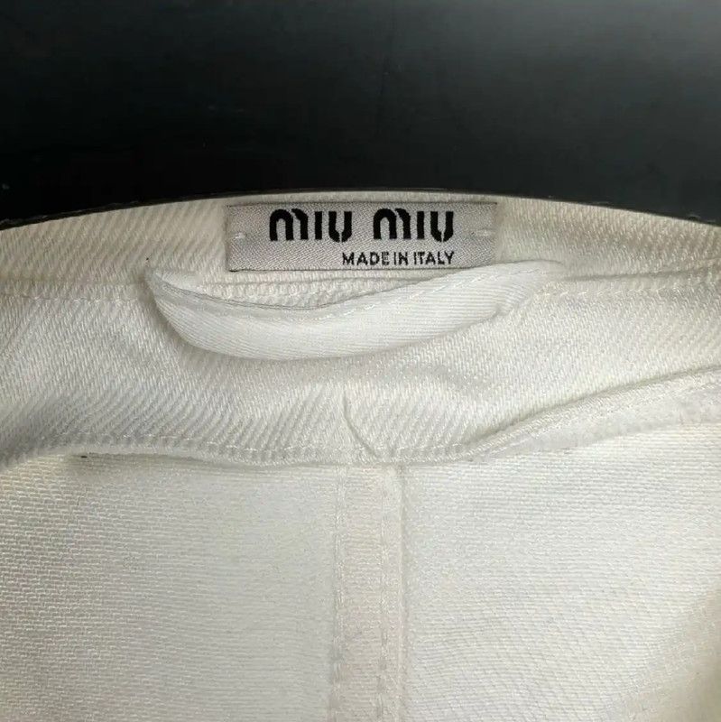 Miu Miu Miu Miu White Cotton Jacket for Women 0089 Size M / US 6-8 / IT 42-44 - 4 Thumbnail