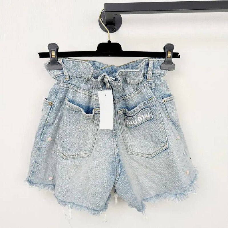Miu Miu Miu Miu Light Blue Cotton Women's Shorts 0089 Size 23" - 2 Thumbnail