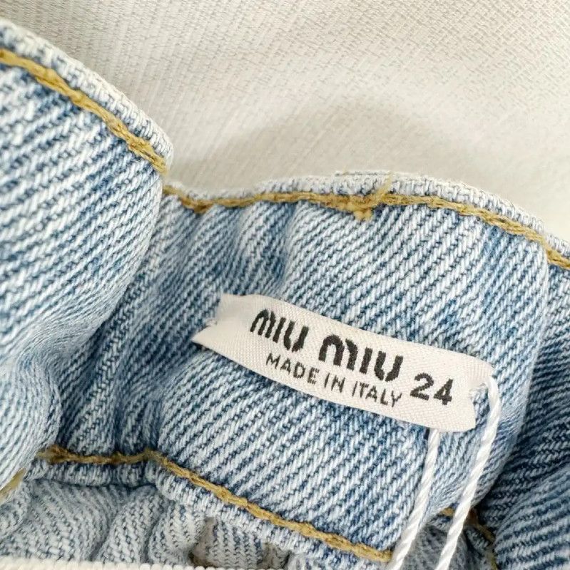 Miu Miu Miu Miu Light Blue Cotton Women's Shorts 0089 Size 23" - 4 Thumbnail
