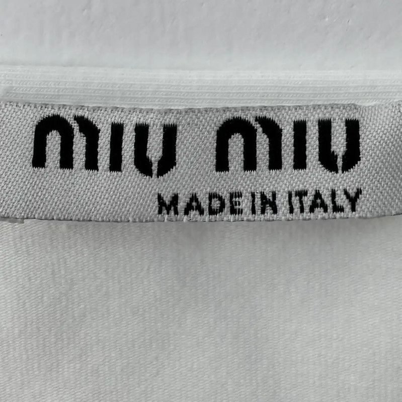 Miu Miu Miu Miu White Cotton Blend Cropped Sweatshirt 0089 Size S / US 4 / IT 40 - 4 Thumbnail