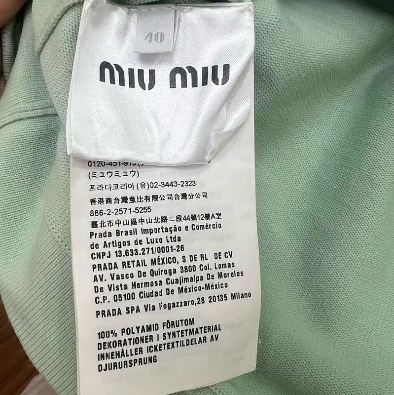 Miu Miu Miu Miu Green Nylon Women's T-shirt 0089 Size S / US 4 / IT 40 - 5 Thumbnail