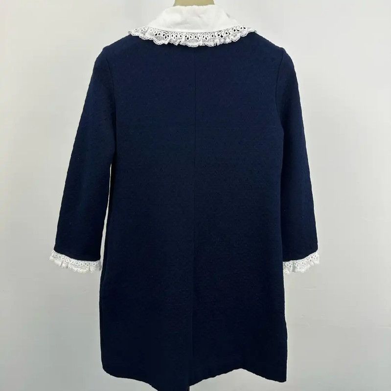 Miu Miu Miu Miu Dark Blue Cotton Dress with Lace Collar 0089 Size M / US 6-8 / IT 42-44 - 2 Thumbnail
