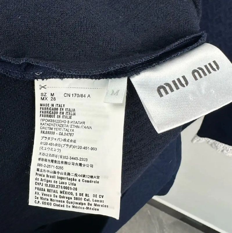 Miu Miu Miu Miu Dark Blue Cotton Dress with Lace Collar 0089 Size M / US 6-8 / IT 42-44 - 5 Thumbnail