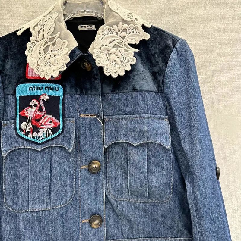 Miu Miu Miu Miu Blue Denim Embroidered Women’s Jacket 0089 Size S / US 4 / IT 40 - 3 Thumbnail