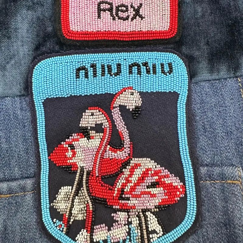 Miu Miu Miu Miu Blue Denim Embroidered Women’s Jacket 0089 Size S / US 4 / IT 40 - 6 Thumbnail