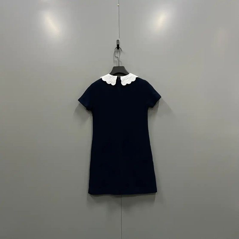 Miu Miu Miu Miu Black Cotton Short Sleeve Dress 0089 Size ONE SIZE - 2 Thumbnail