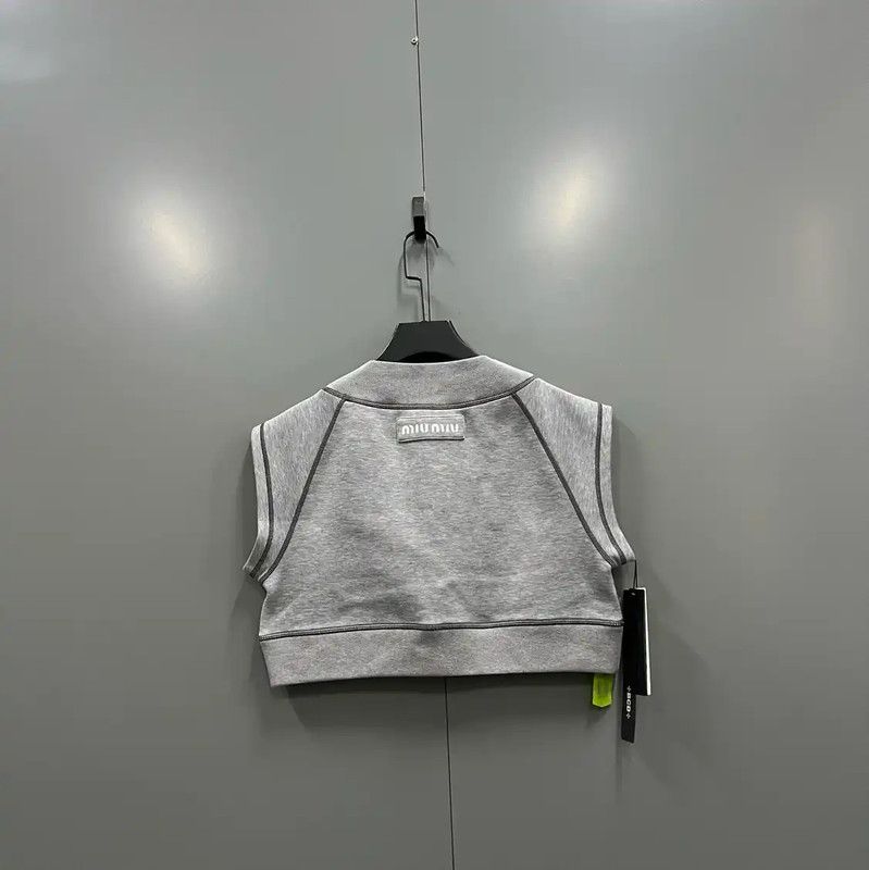 Miu Miu Miu Miu Gray Sleeveless Cropped Sweatshirt 0089 Size M / US 6-8 / IT 42-44 - 3 Thumbnail