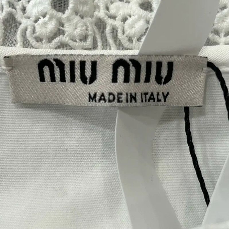 Miu Miu Miu Miu White Cotton Long Sleeve Shirt 0089 Size S / US 4 / IT 40 - 4 Thumbnail