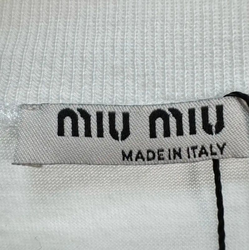 Miu Miu Miu Miu Summer White Cropped Long Sleeve T-shirt 0089 Size S / US 4 / IT 40 - 5 Thumbnail